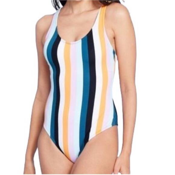 Kona Sol One Piece Swimsuit Size Small Adjustable Straps Vertical Stripes - Picture 1 of 8